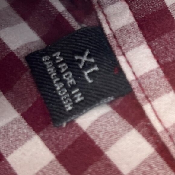 Mens Red & White Gingham Long-Sleeve Button-Down Shirt XL 100% Cotton DH7 - Picture 3 of 5